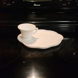 Colony Harvest Milk Glass Plates and Cups